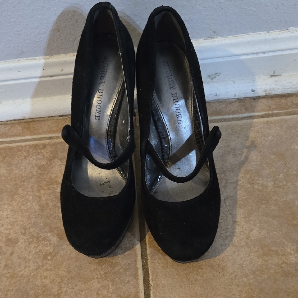 Audrey Brooke Black Heels Classic Mary Jane Pumps